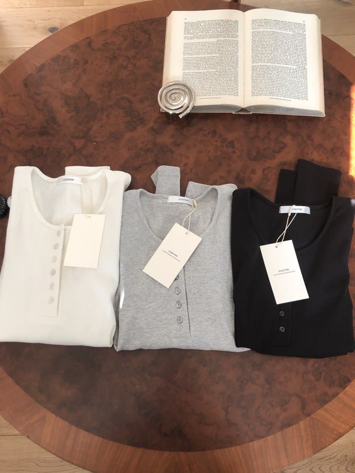 [LE BUTTER] Ribbed Button T-Shirt 8