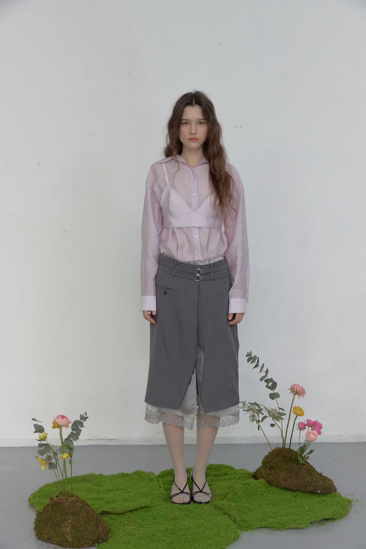 [FOUNDATION] Drain Zipper Slit Belt Skirt 4