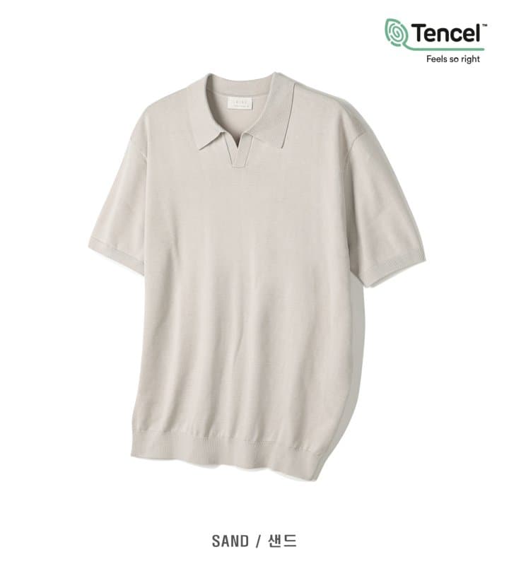 [LAINE] Tencel Slit Collared Short Sleeve Knit 3