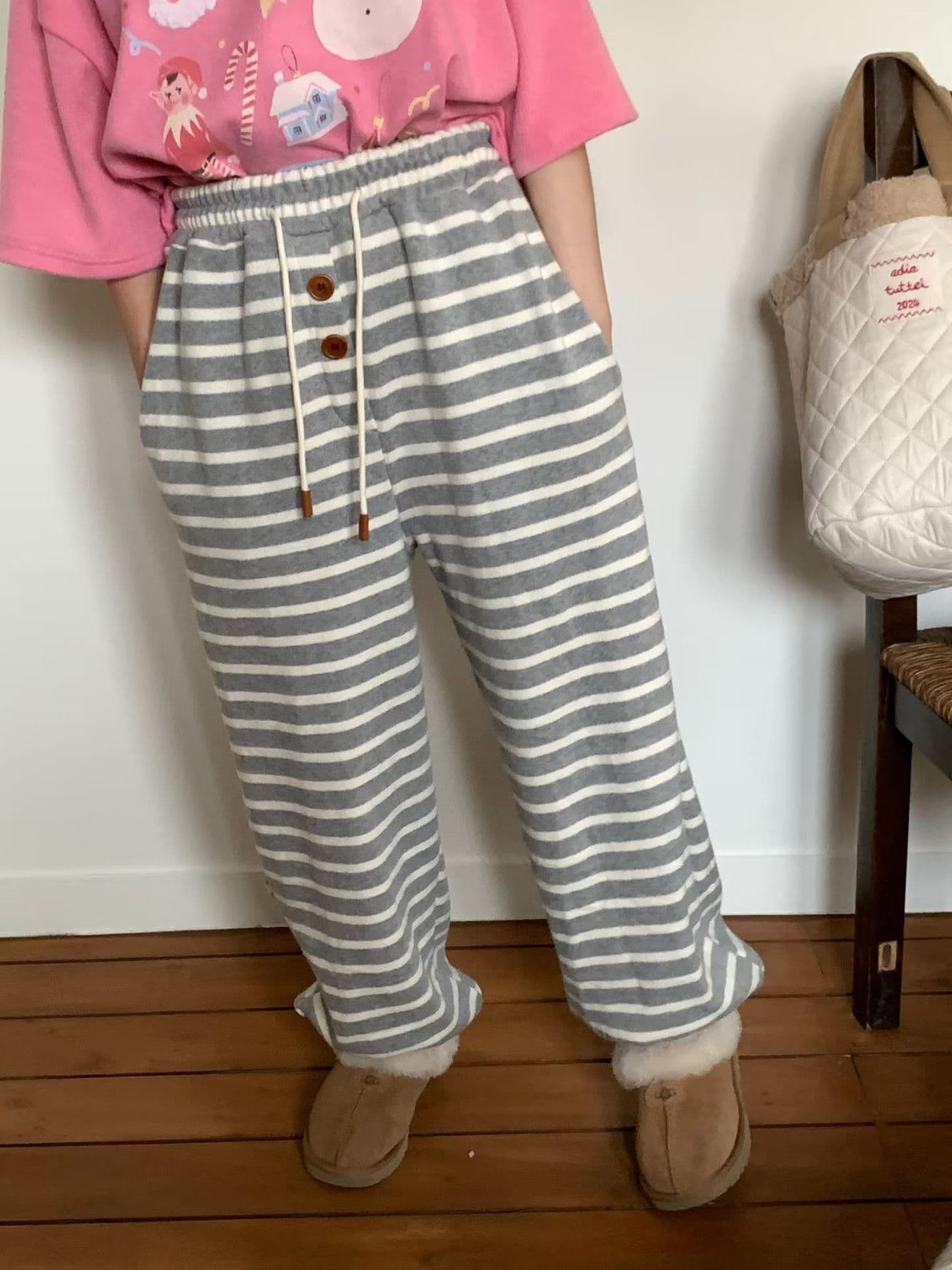 [VENTI] Nube Brushed Striped Jogger Pants 5
