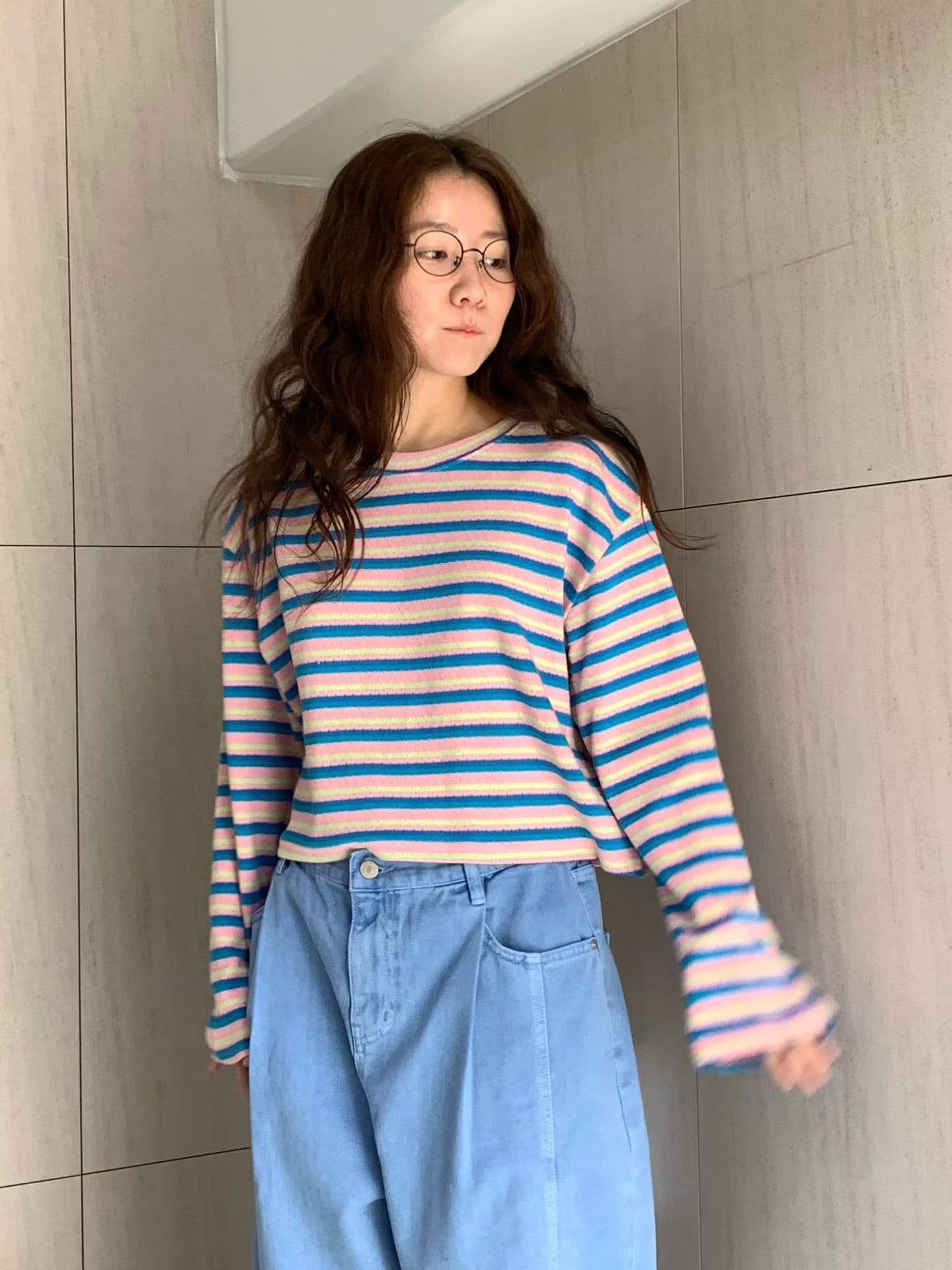 [VENTI] Eyelet Striped T-Shirt 3