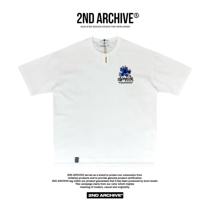 [2ND ARCHIVE] Blue Flower Painting Short Sleeve T-Shirt 6