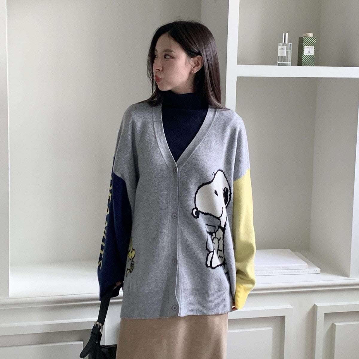 (Official Licensed Peanuts Snoopy) [NEON FISH] Snoopy Angora Cardigan 1