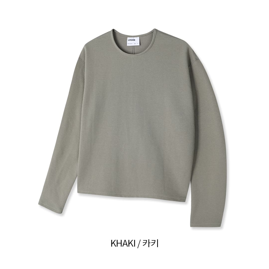[LOGAN] Waffle Cropped Long Sleeve T-Shirt 2