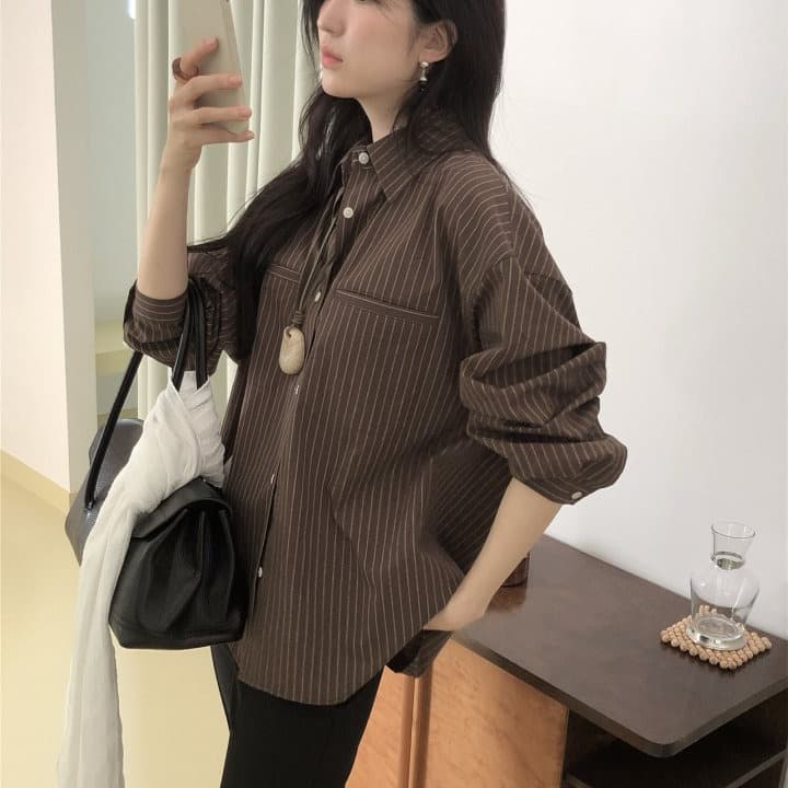 [LE BUTTER] Folder Striped Shirt 1