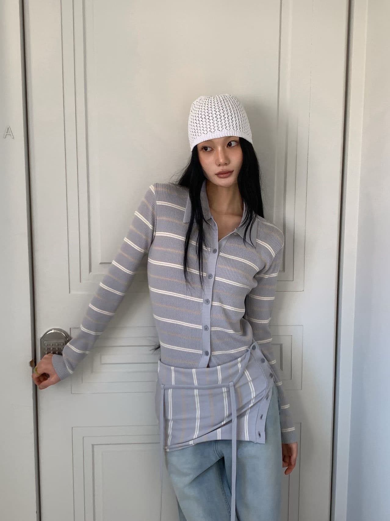 [FOUNDATION] Mellow Striped Collared Cardigan 4