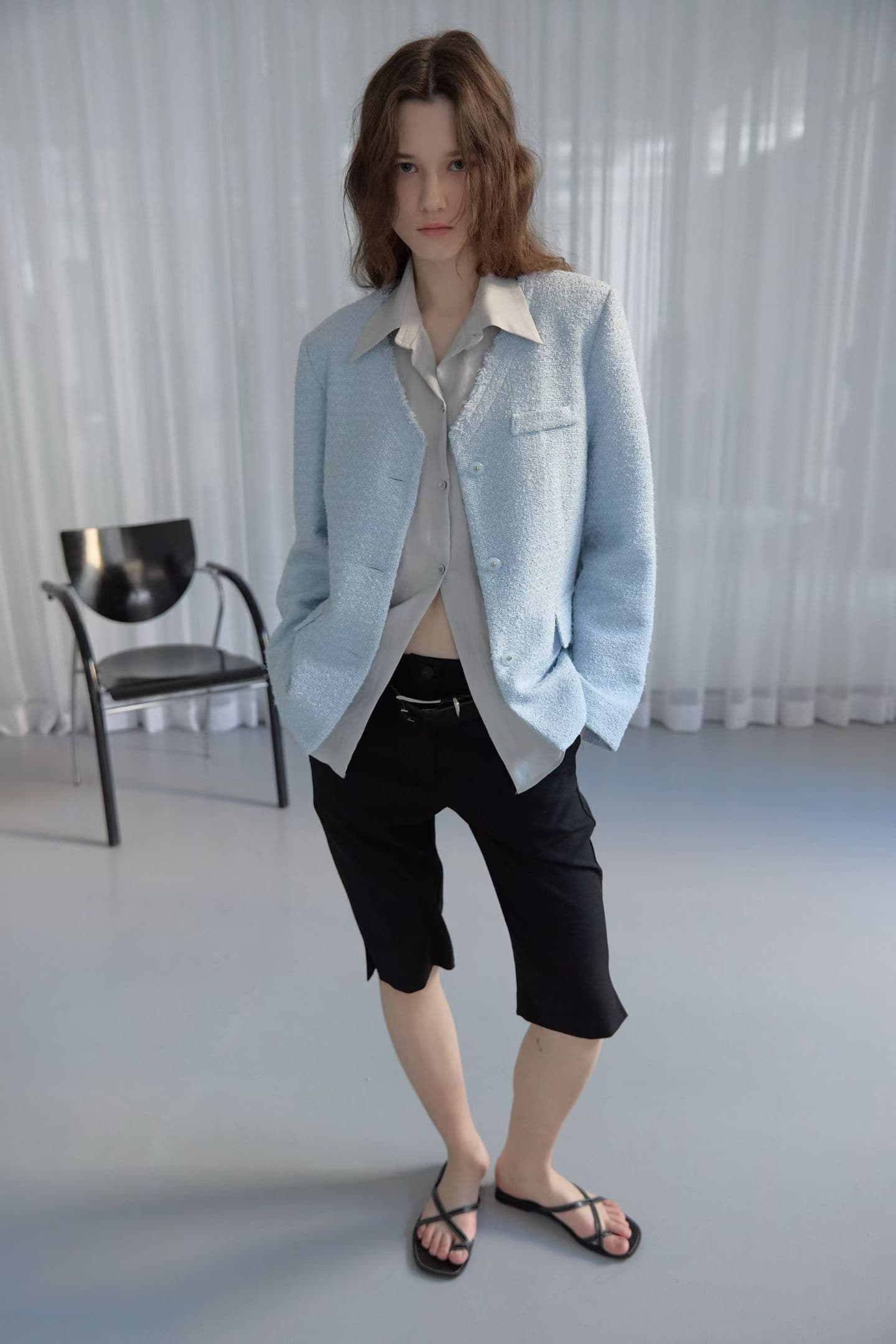 [FOUNDATION] Draw Shirt-Layered Tweed Jacket 6