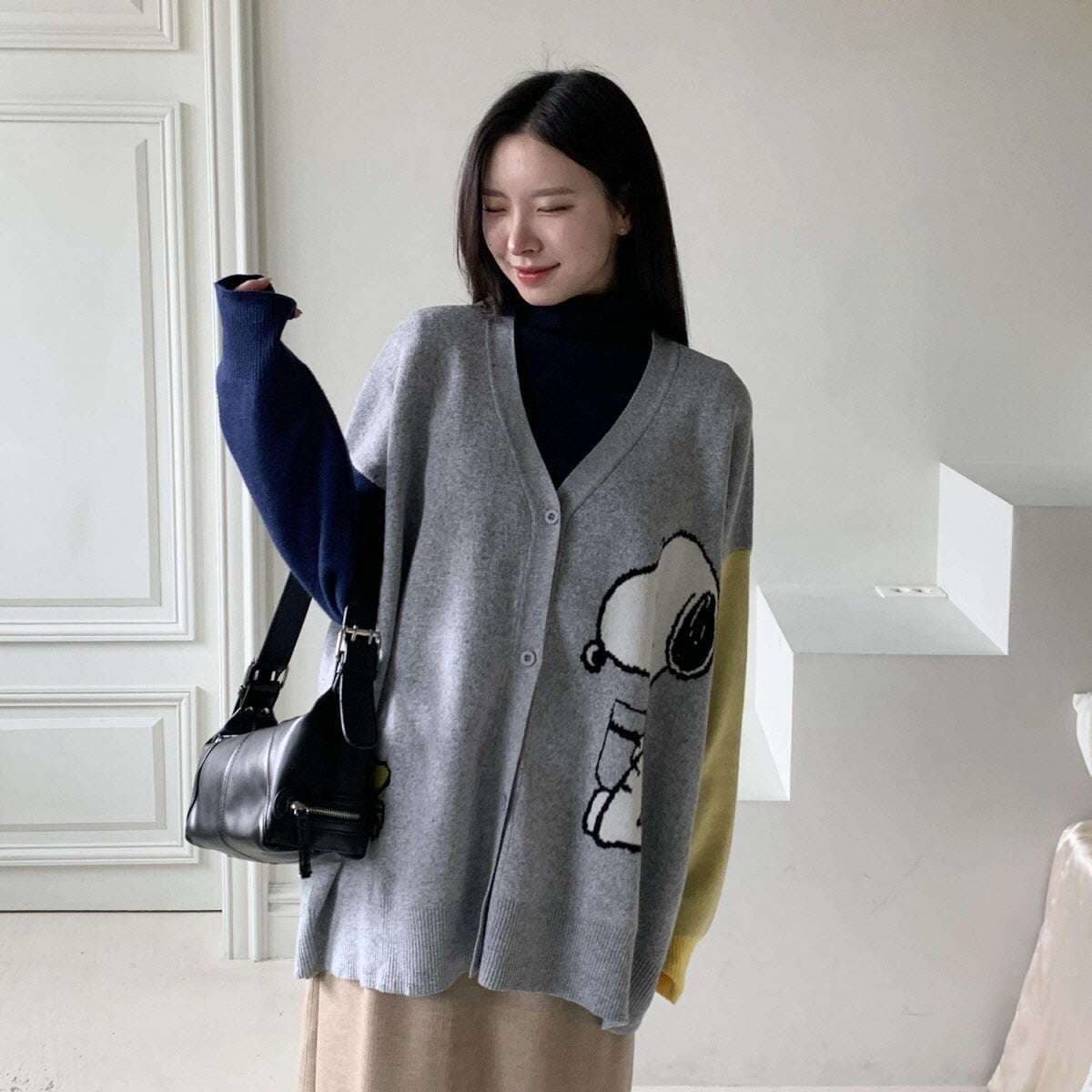 (Official Licensed Peanuts Snoopy) [NEON FISH] Snoopy Angora Cardigan 5