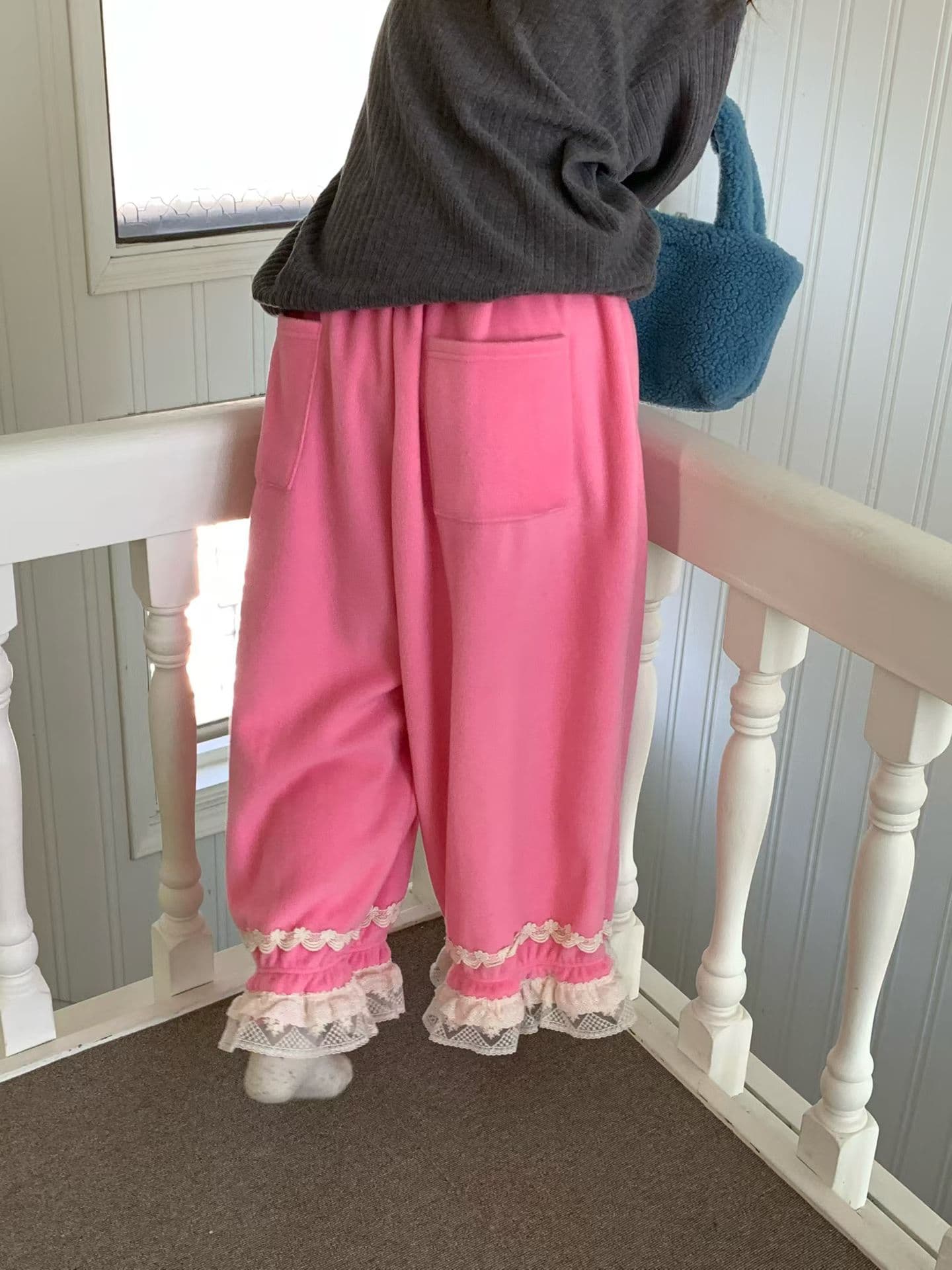 [VENTI] Emily Fleece Lace Jogger Pants 9