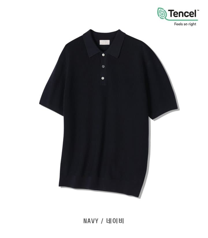 [LAINE] Tencel Hacci Collared Short Sleeve Knit 8