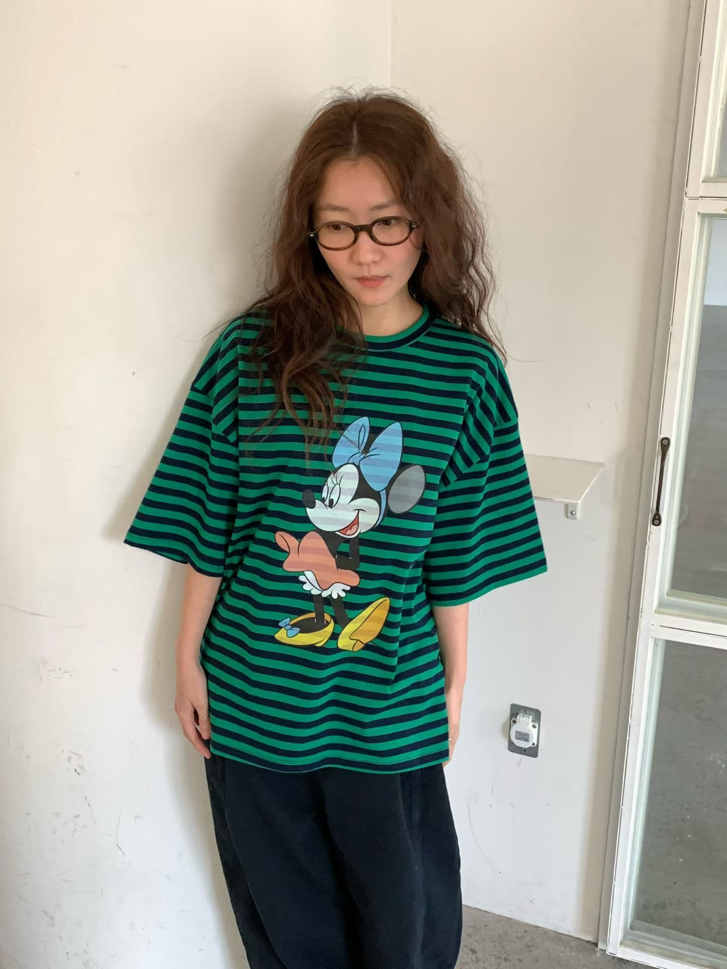 (Official Licensed Disney) [VENTI] Minnie Mouse Striped Short Sleeve T-Shirt 2