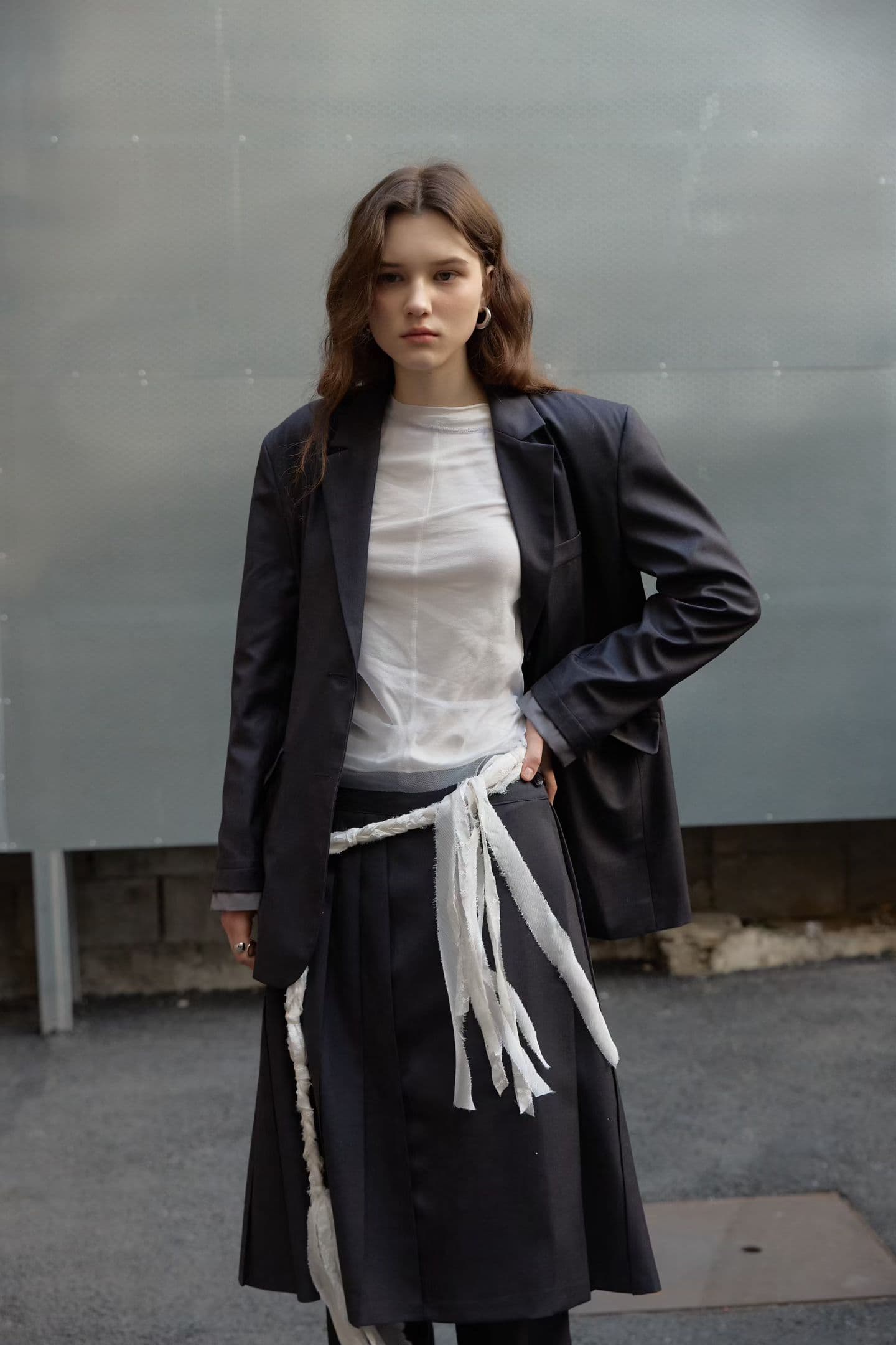 [FOUNDATION] Nine Single Jacket Pleated Skirt Set 4