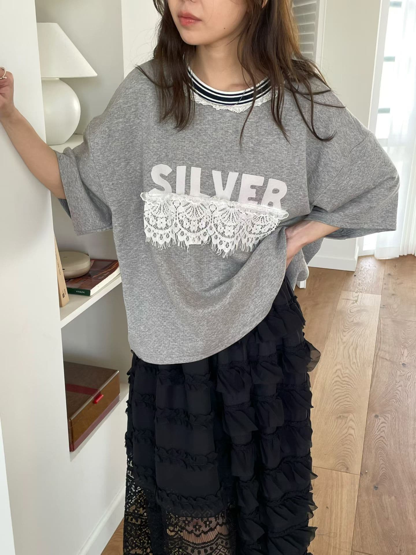 [VENTI] Silver Lace T-Shirt 6