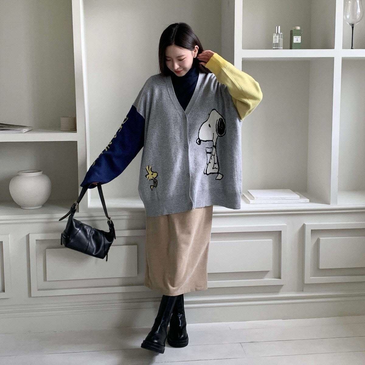 (Official Licensed Peanuts Snoopy) [NEON FISH] Snoopy Angora Cardigan 2