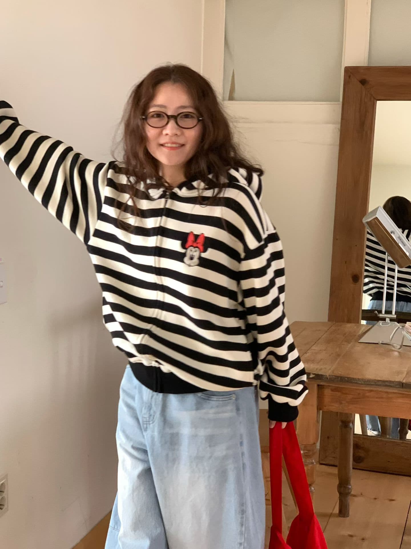 (Official Licensed Disney) [VENTI] Mini Striped Zip-up Hoodie 5