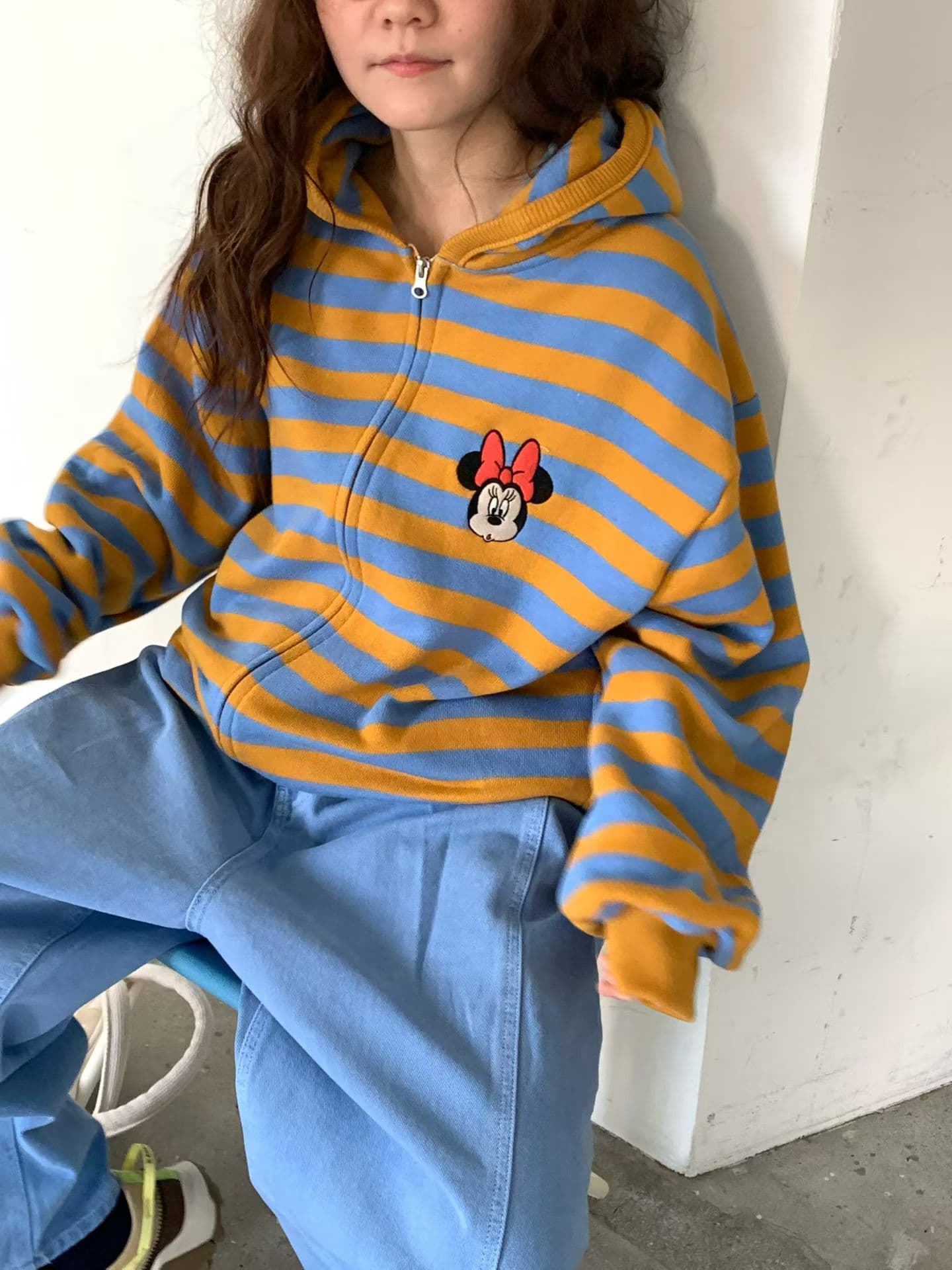 (Official Licensed Disney) [VENTI] Mini Striped Zip-up Hoodie 6