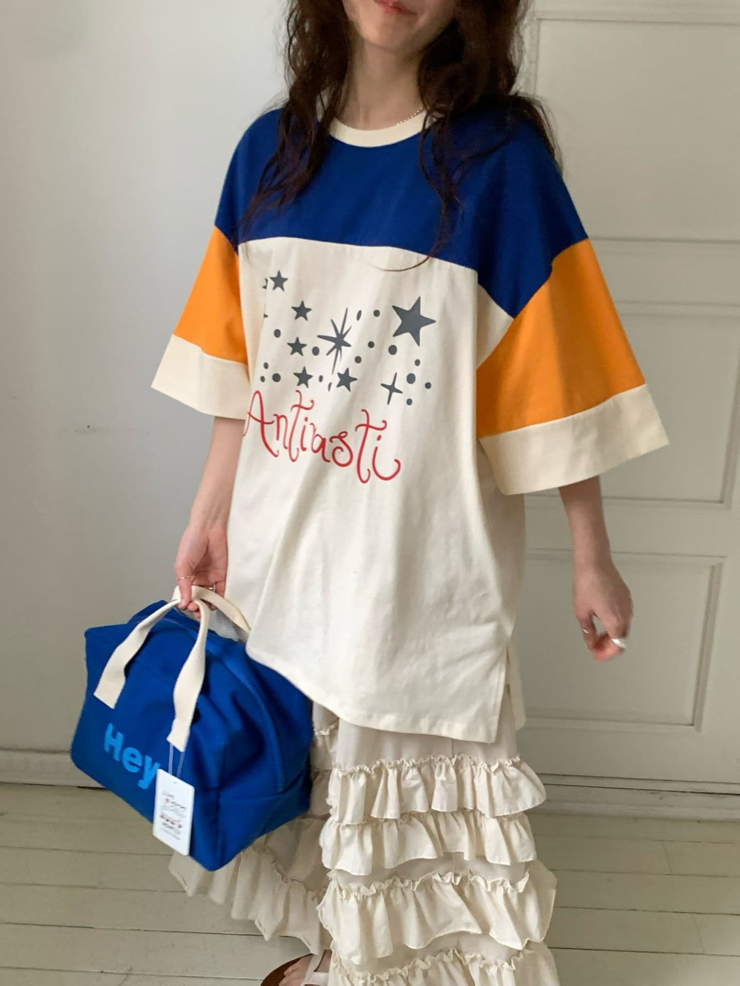 [VENTI] Twinkle Color-Block Short Sleeve T-Shirt 2
