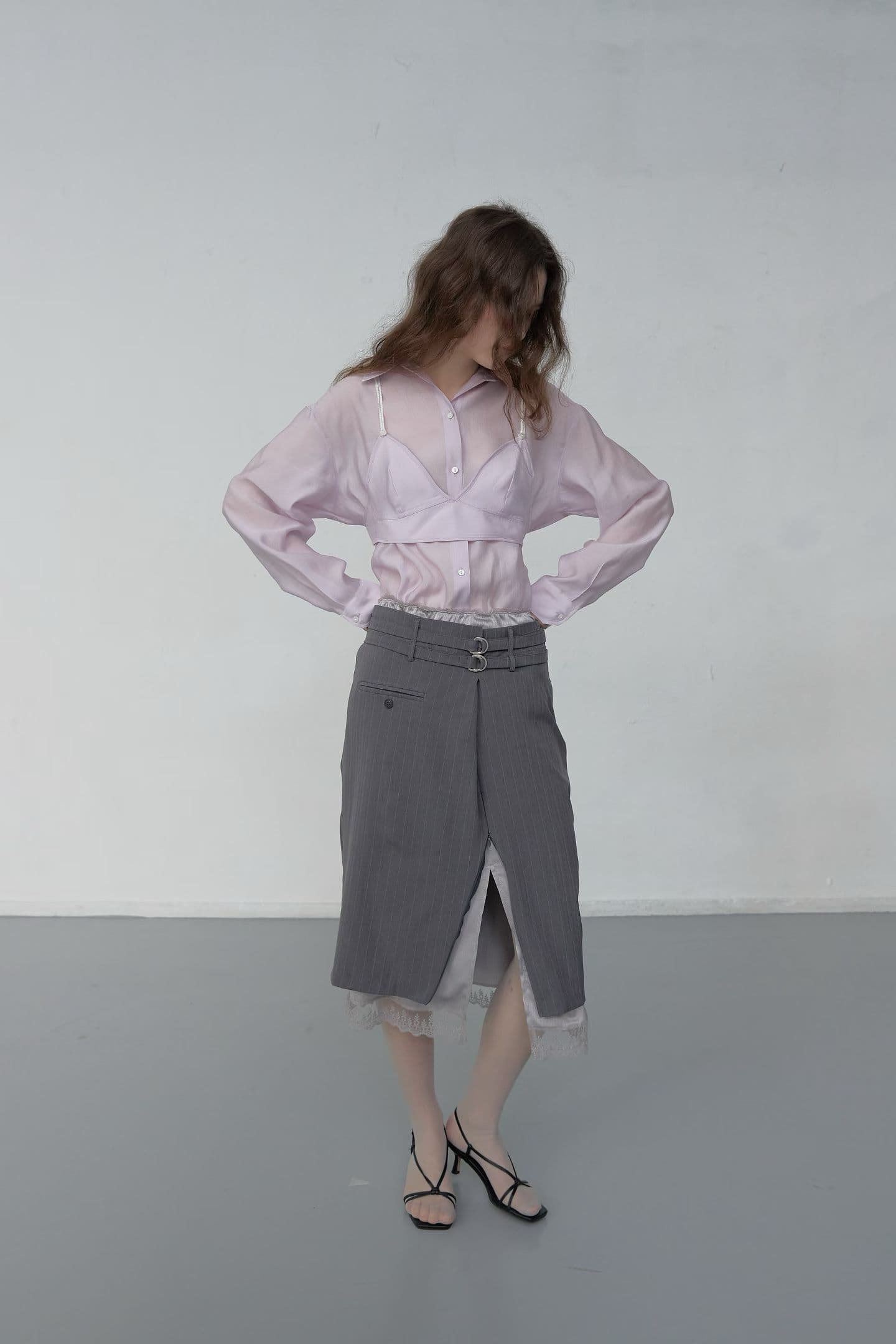 [FOUNDATION] Drain Zipper Slit Belt Skirt 6