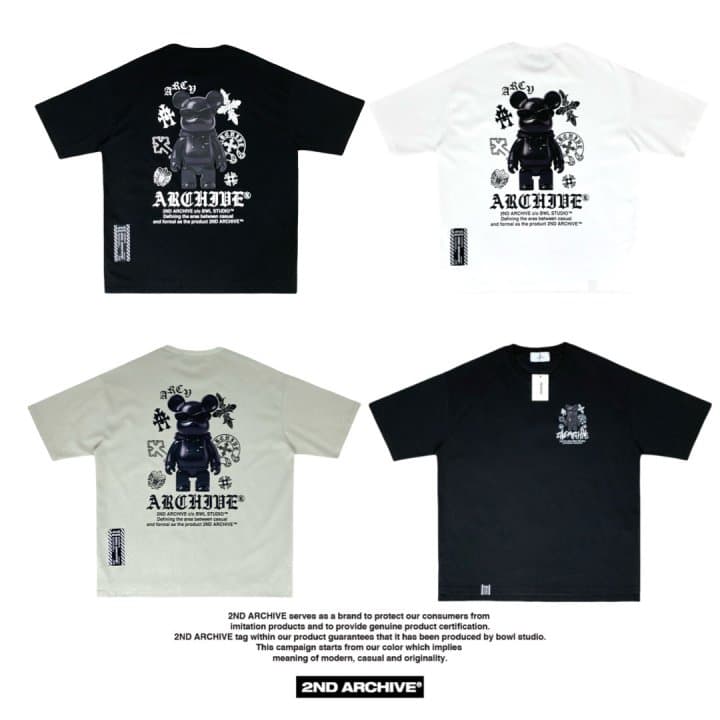 [2ND ARCHIVE] Black Cross Bear Short Sleeve T-Shirt 6