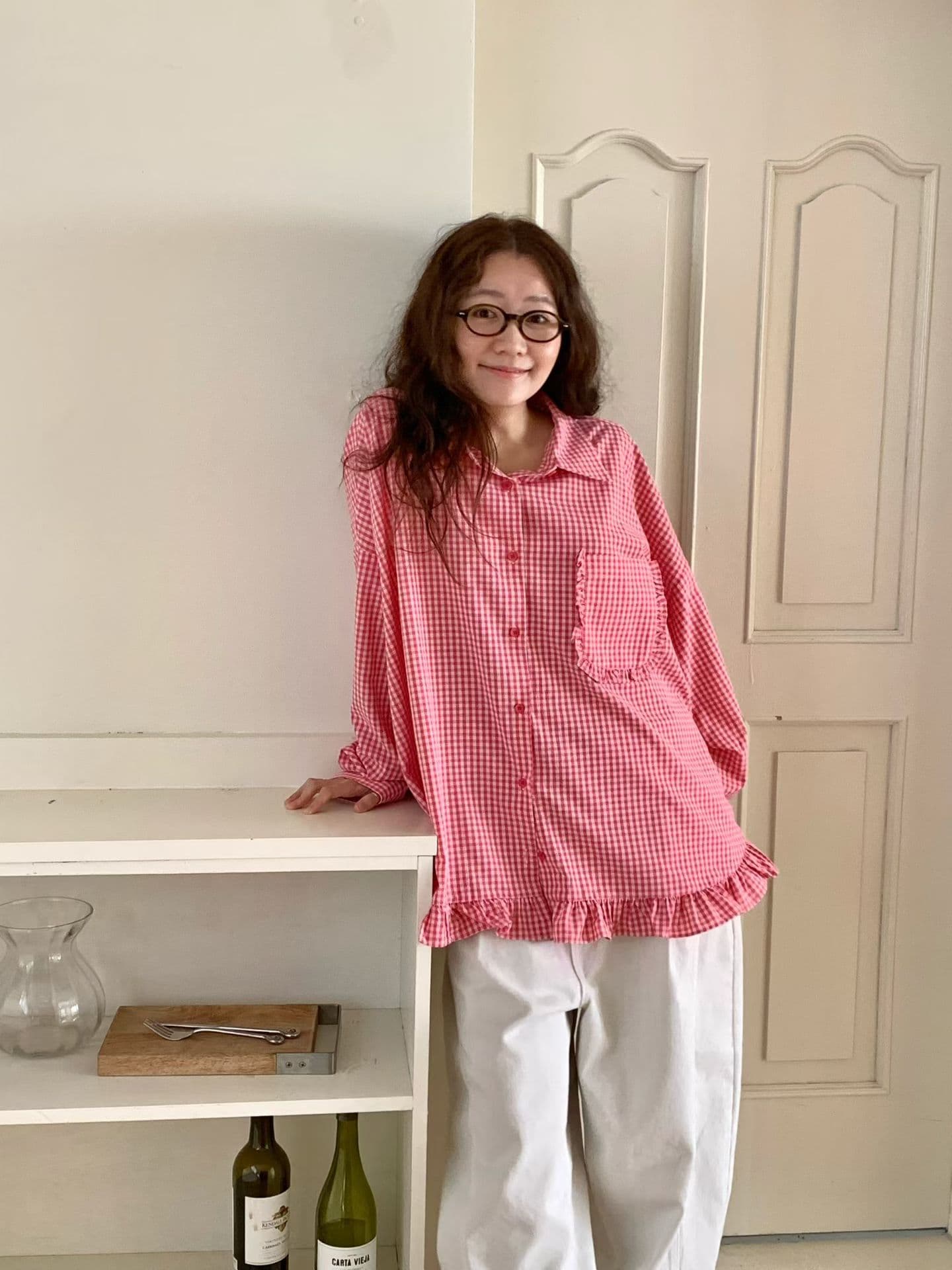 [VENTI] Aaron Checked Frill Shirt 3