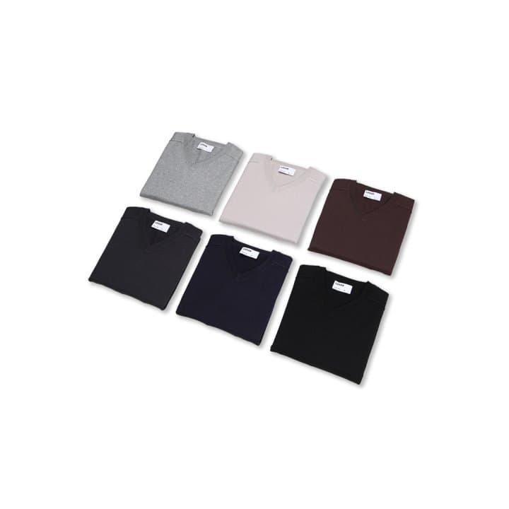 [LOGAN] Beg Saddle Solid V-Neck Knit 6