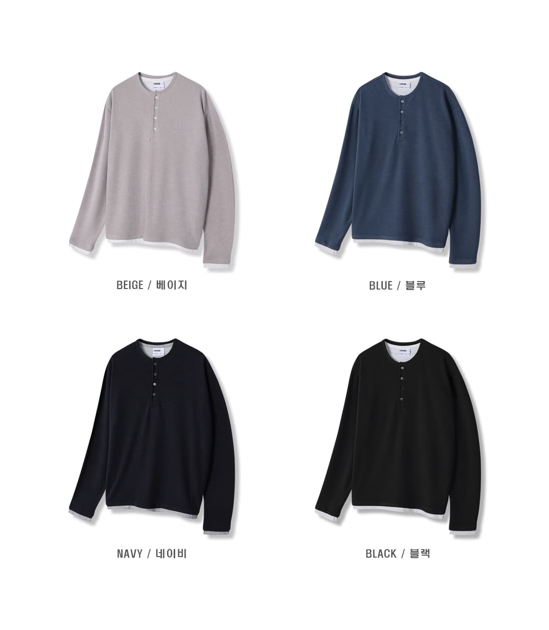 [LOGAN] Store Layered Henley Neck T-Shirt 7