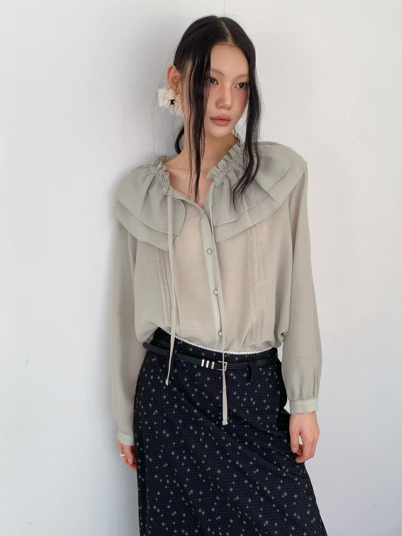 [FOUNDATION] From Ruffle Pintuck Blouse 6