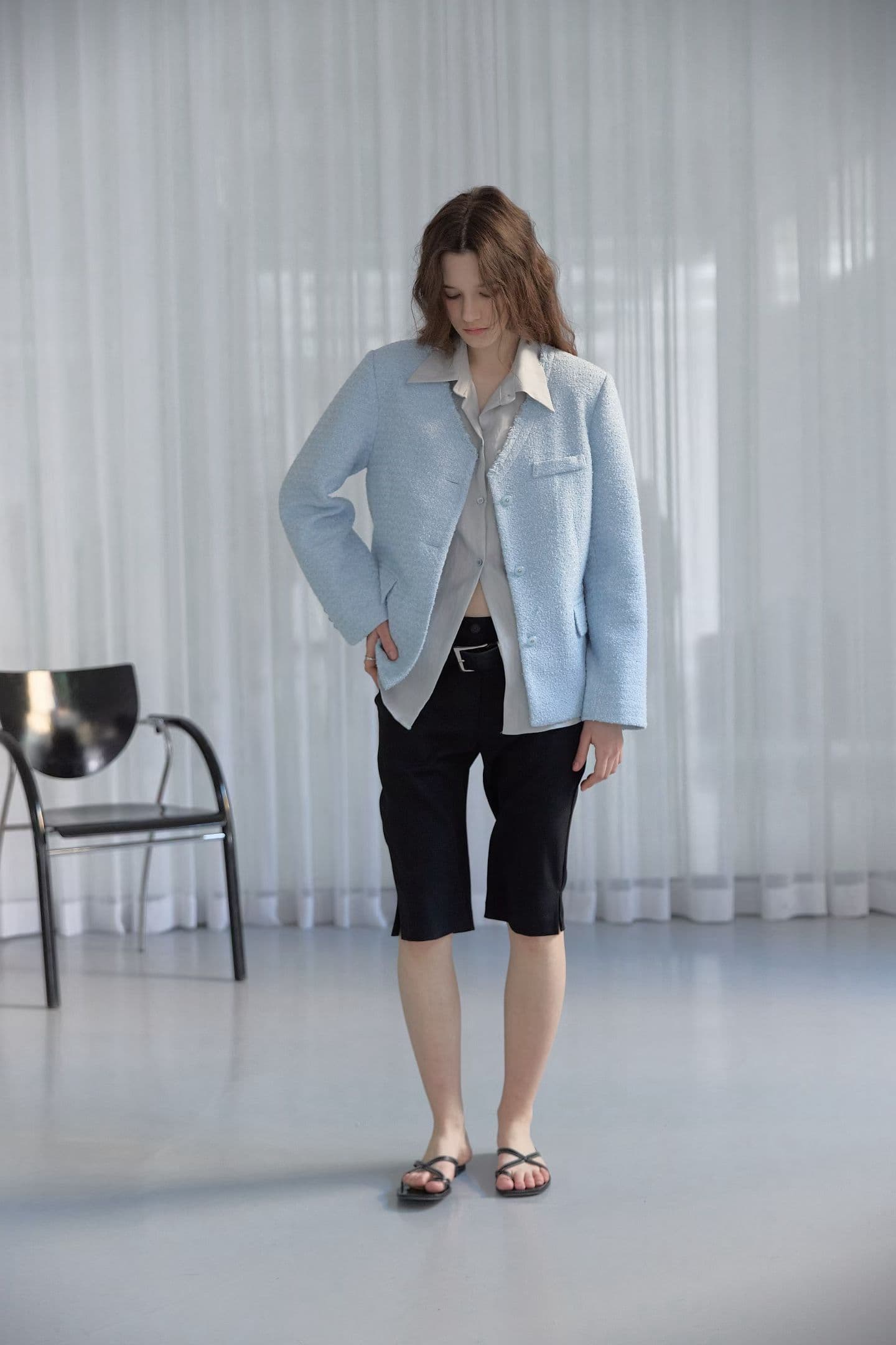 [FOUNDATION] Draw Shirt-Layered Tweed Jacket 2