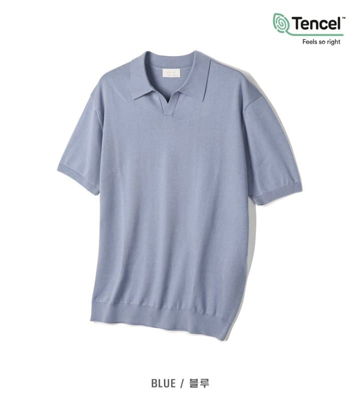 [LAINE] Tencel Slit Collared Short Sleeve Knit 5