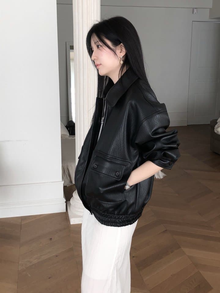 [LE BUTTER] Vintage Button Leather Jacket 9