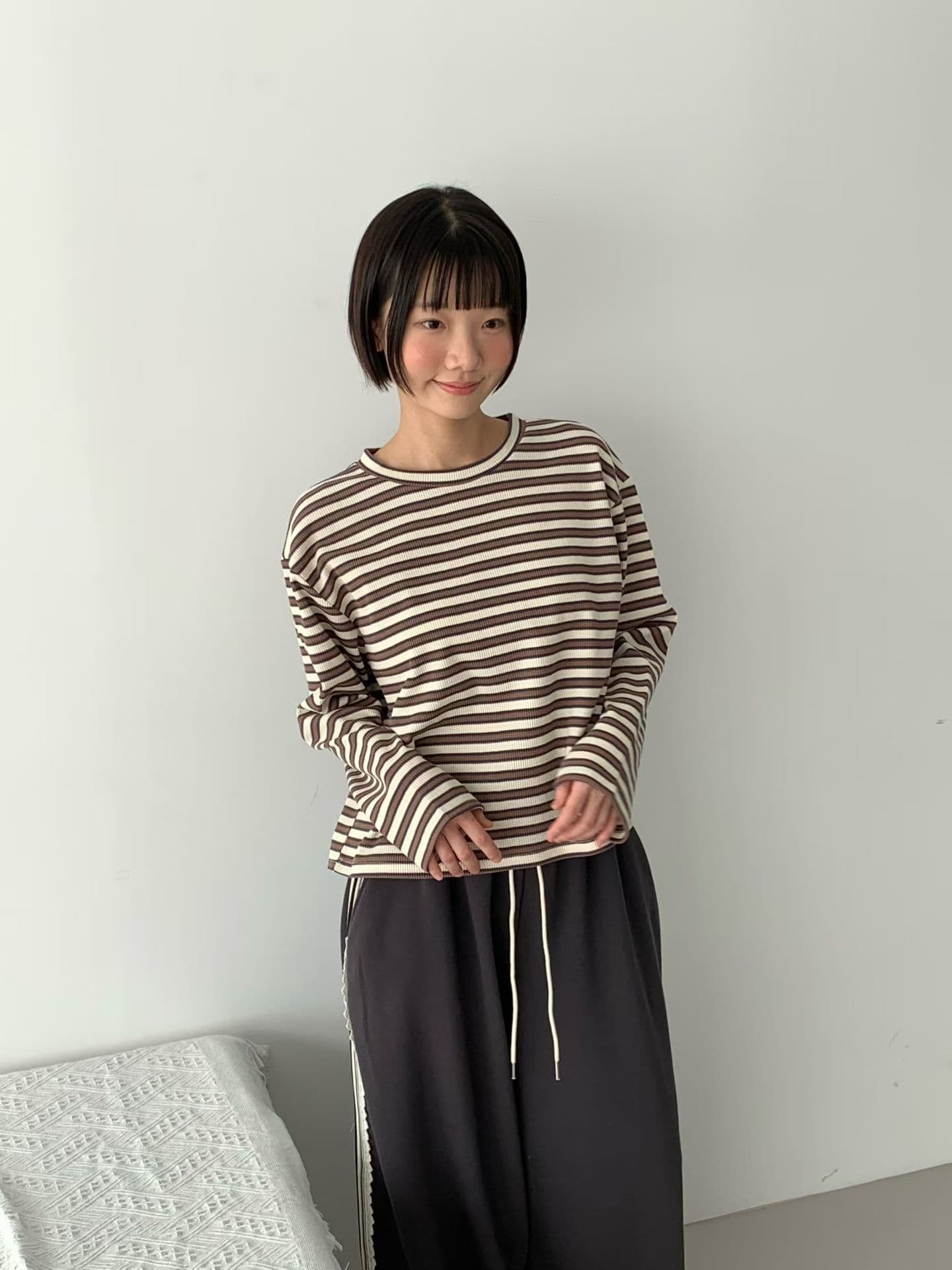 [VENTI] Waffle Striped Long Sleeve T-Shirt 5