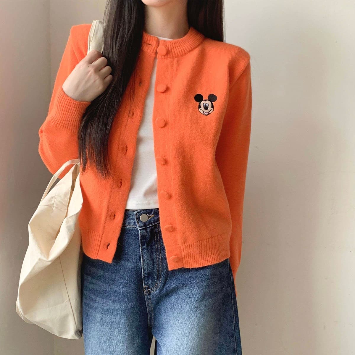 (Official Licensed Disney) [NEON FISH] Mickey Embroidered Cardigan 2