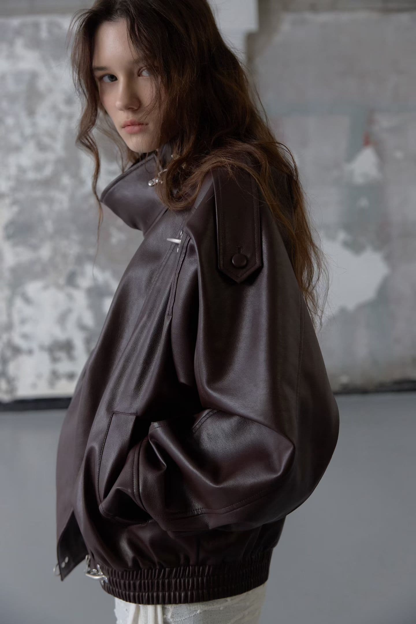 [FOUNDATION] Buckle Leather Collared Blouson Jacket 8