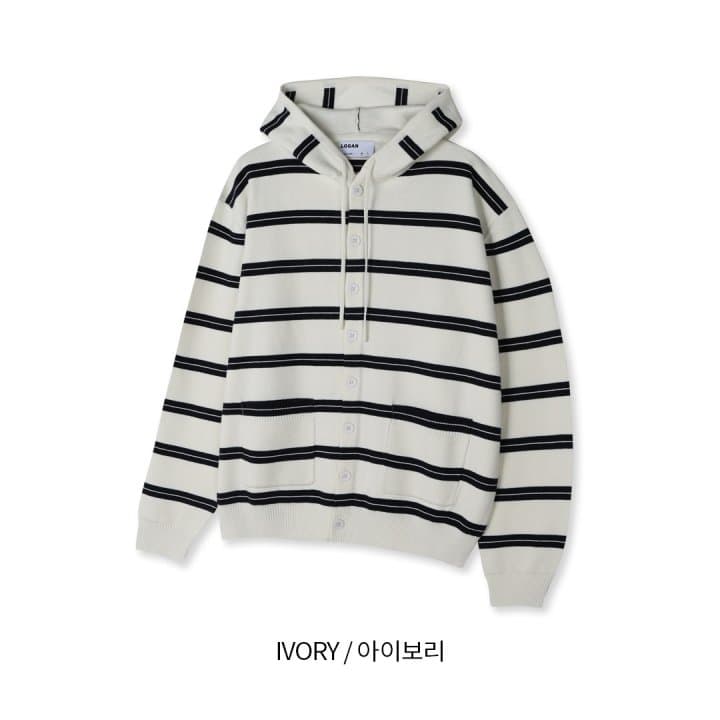 [LOGAN] Striped Hooded Cardigan 6