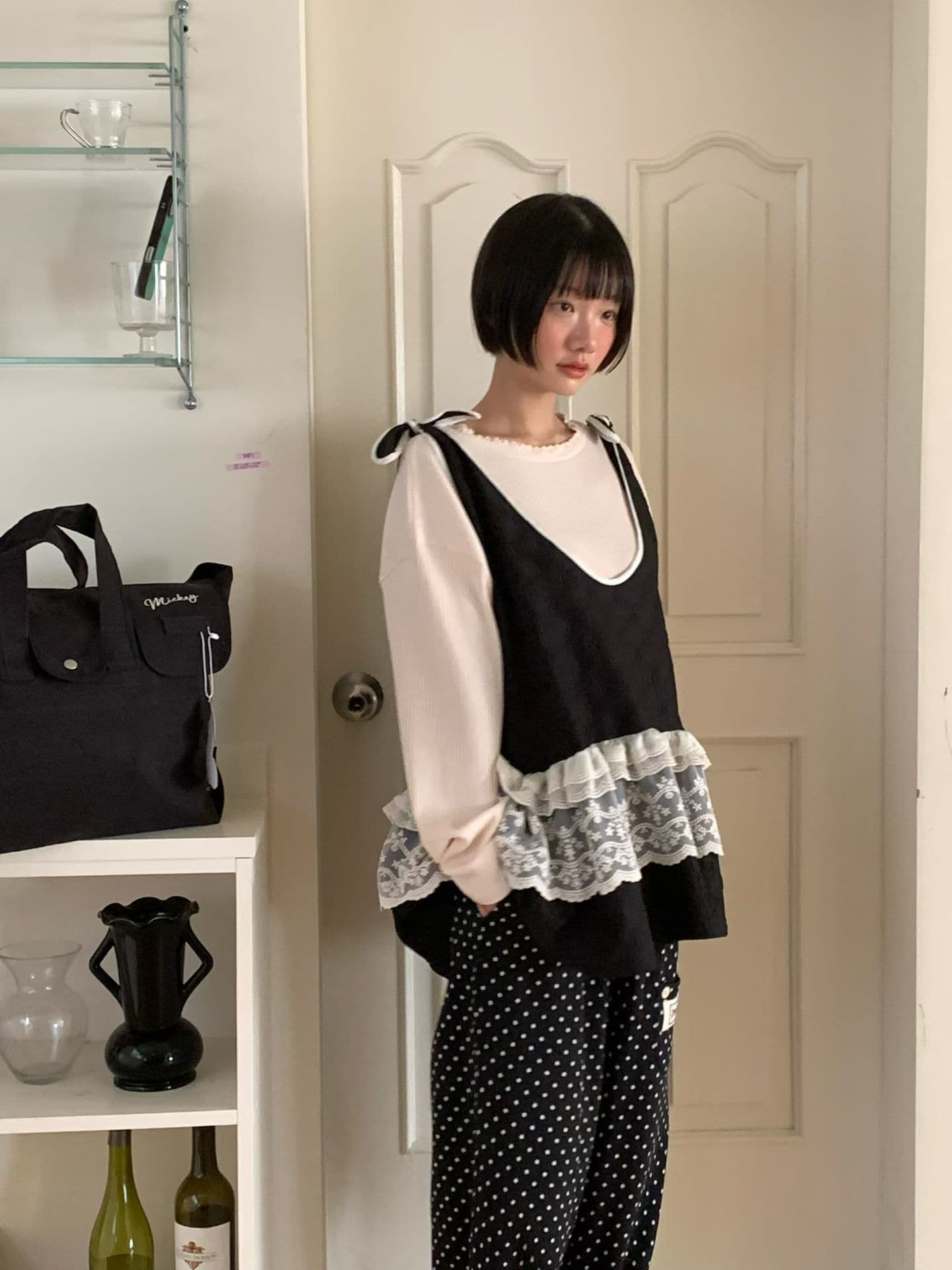 [VENTI] Ribbon Tie Sleeveless Dress 3