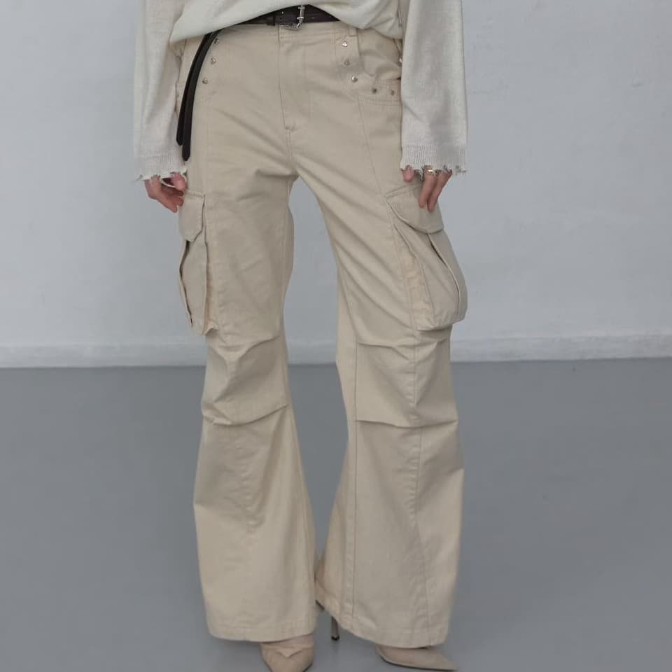 [FOUNDATION] Peace Studded Washed Cargo Pants 1
