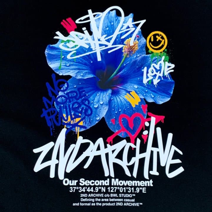 [2ND ARCHIVE] Blue Flower Painting Short Sleeve T-Shirt 8