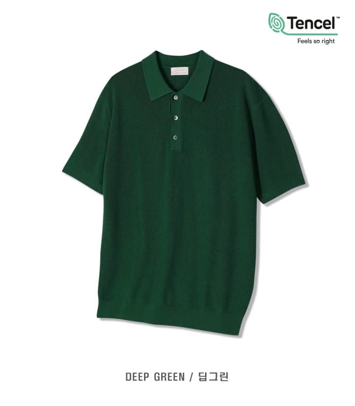 [LAINE] Tencel Hacci Collared Short Sleeve Knit 4