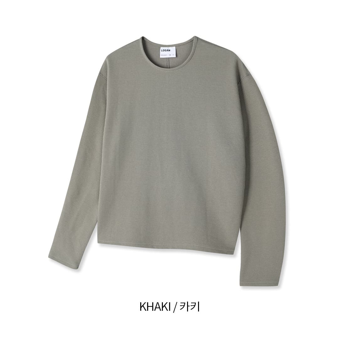 [LOGAN] Waffle Cropped Long Sleeve T-Shirt 1