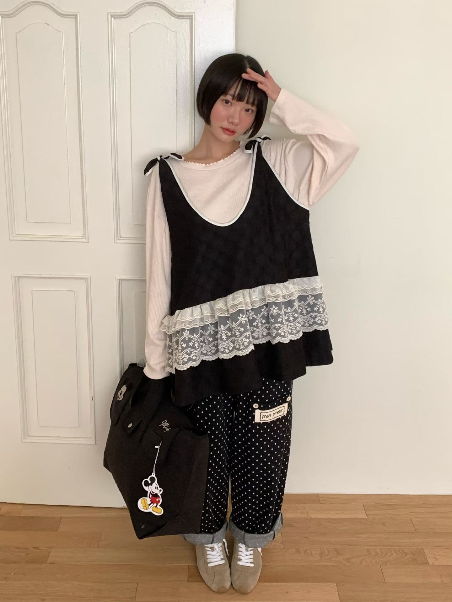 [VENTI] Ribbon Tie Sleeveless Dress 4