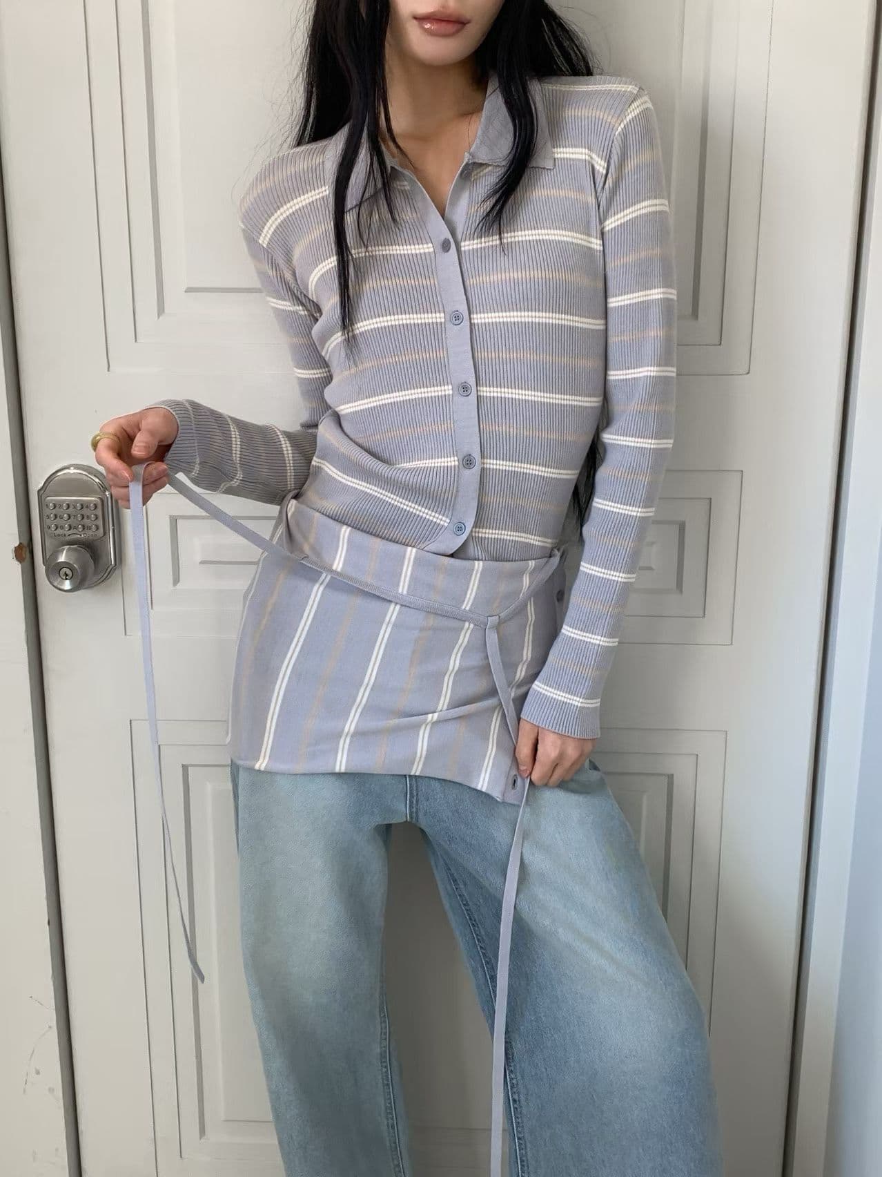 [FOUNDATION] Mellow Striped Collared Cardigan 8