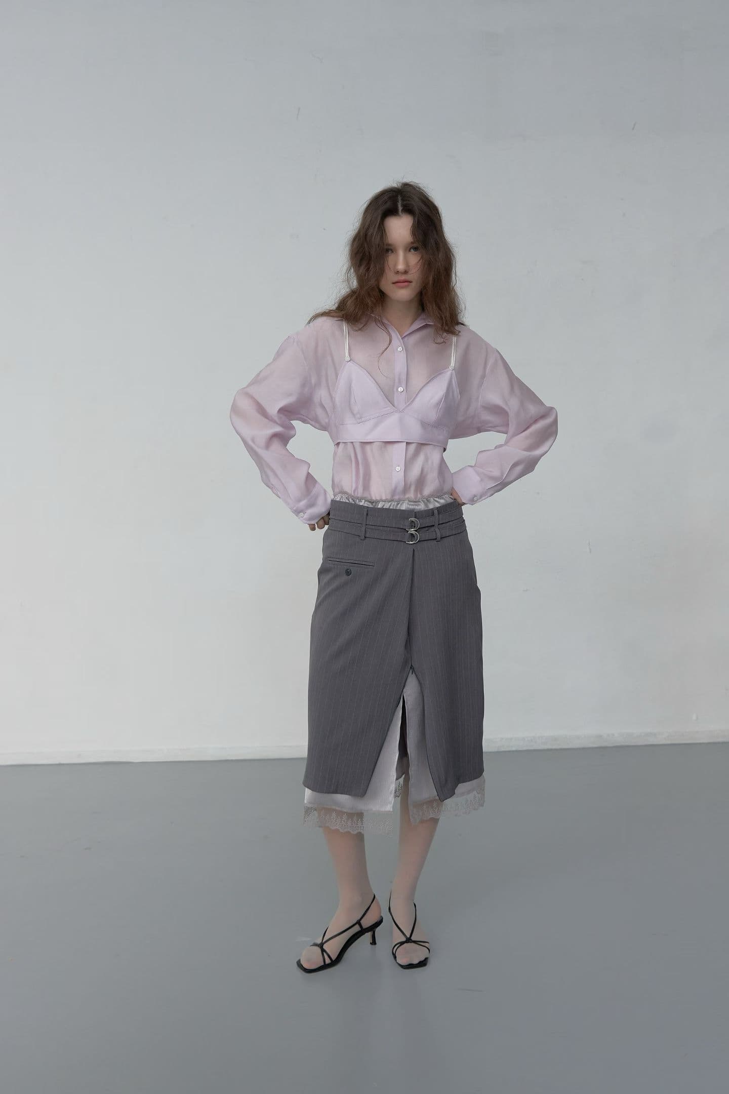 [FOUNDATION] Drain Zipper Slit Belt Skirt 8
