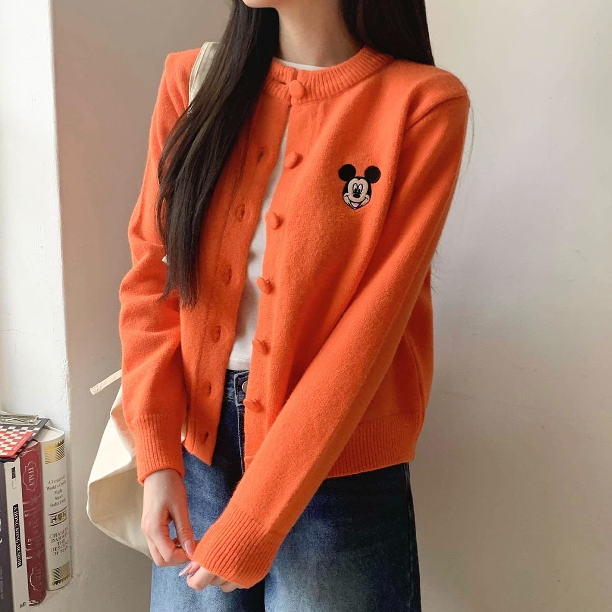 (Official Licensed Disney) [NEON FISH] Mickey Embroidered Cardigan 1