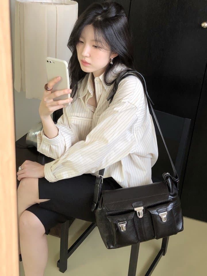 [LE BUTTER] Folder Striped Shirt 3