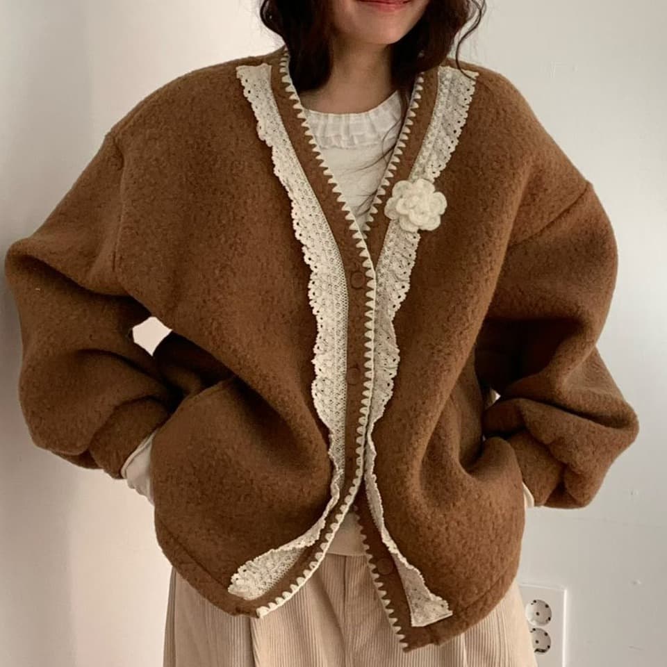 [VENTI] Teddy Boucle Cardigan 1