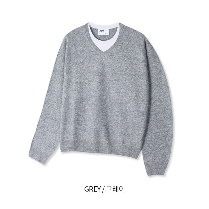 [LOGAN] Layered Color-Block V-Neck Knit 8