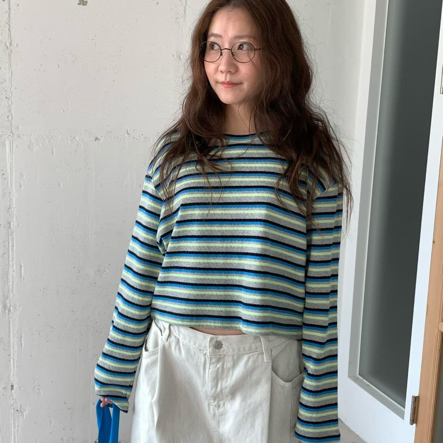 [VENTI] Eyelet Striped T-Shirt 1