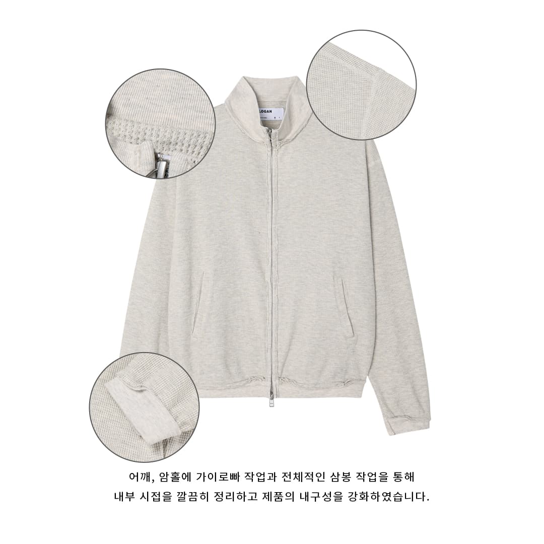 [LOGAN] Mock Neck Waffle Zip-Up 3