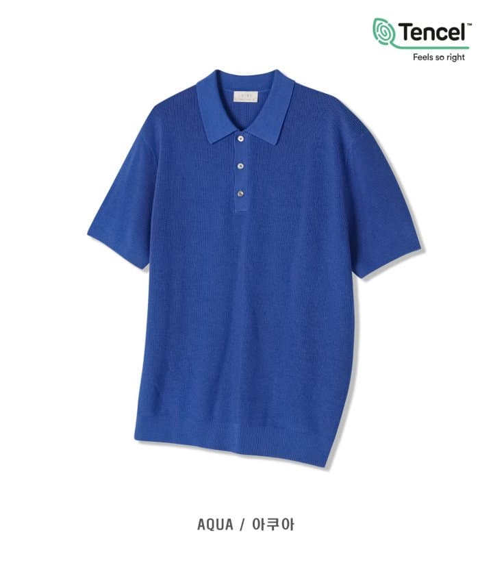 [LAINE] Tencel Hacci Collared Short Sleeve Knit 5