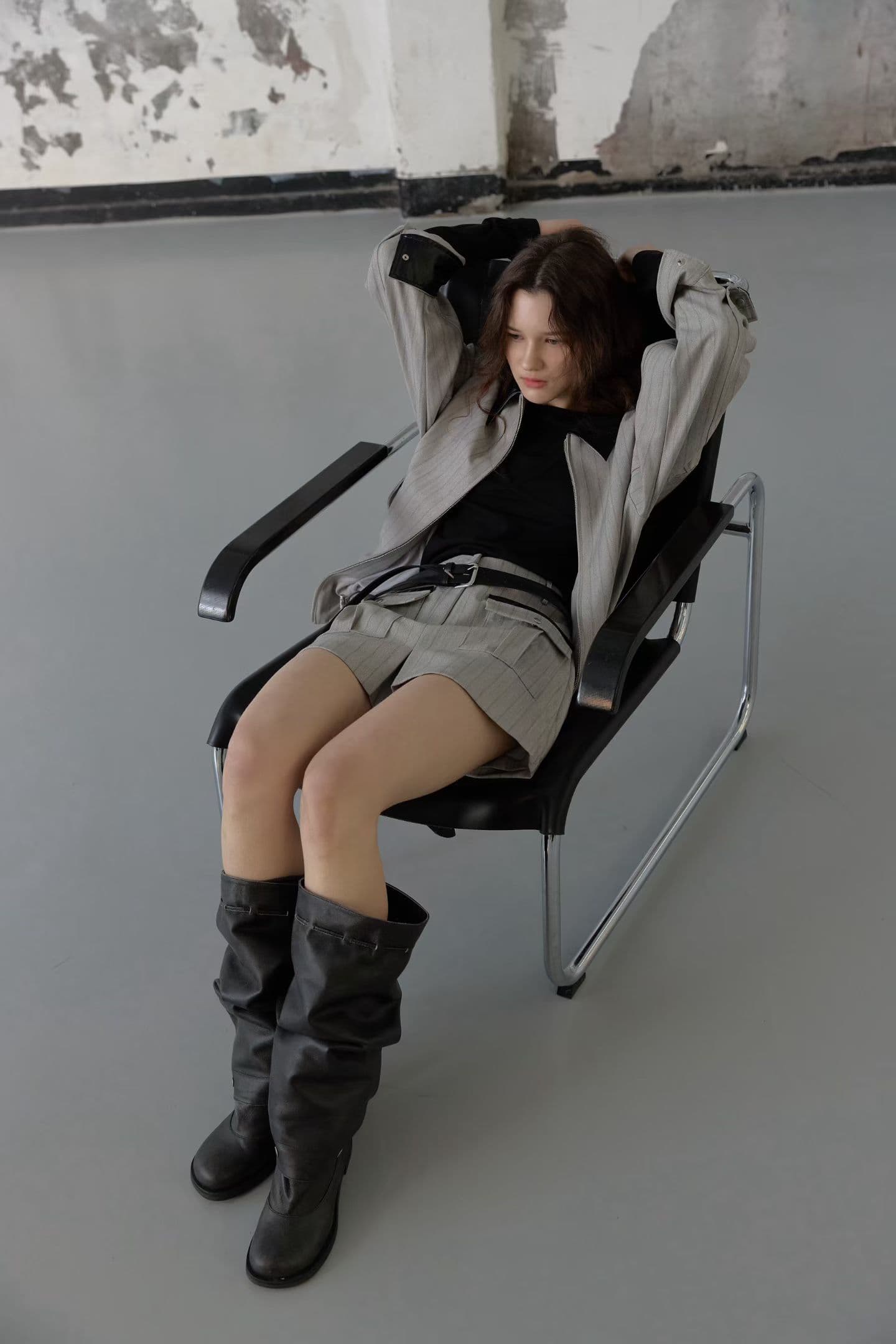 [FOUNDATION] Ver Leather Color-Block Zip-up Jumper 8